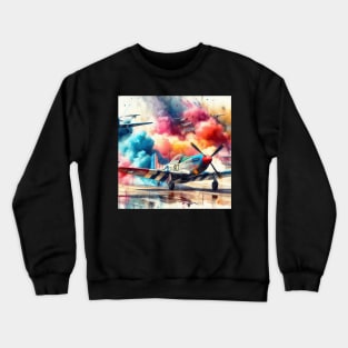 Artistic illustration of acrobatic aircraft landing Crewneck Sweatshirt